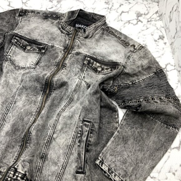 Men's Black Washed Fashion Denim Jacket NWT - Picture 6 of 7